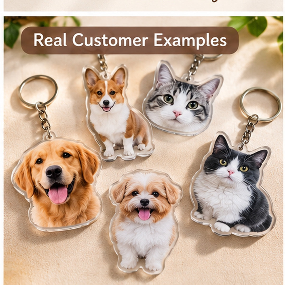 Examples of custom pet acrylic keychains