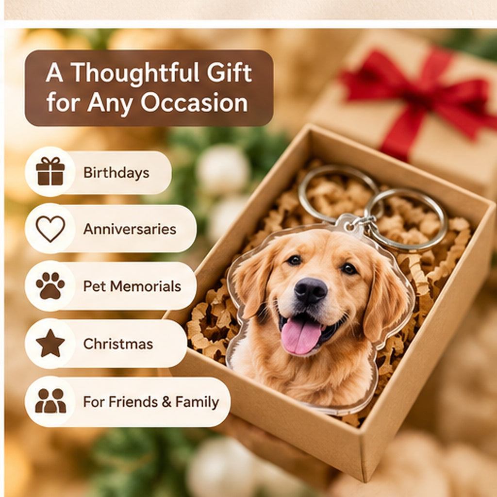 Custom pet photo keychain gift idea