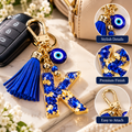 Royal Blue Initial & Evil Eye Keychain – A to Z