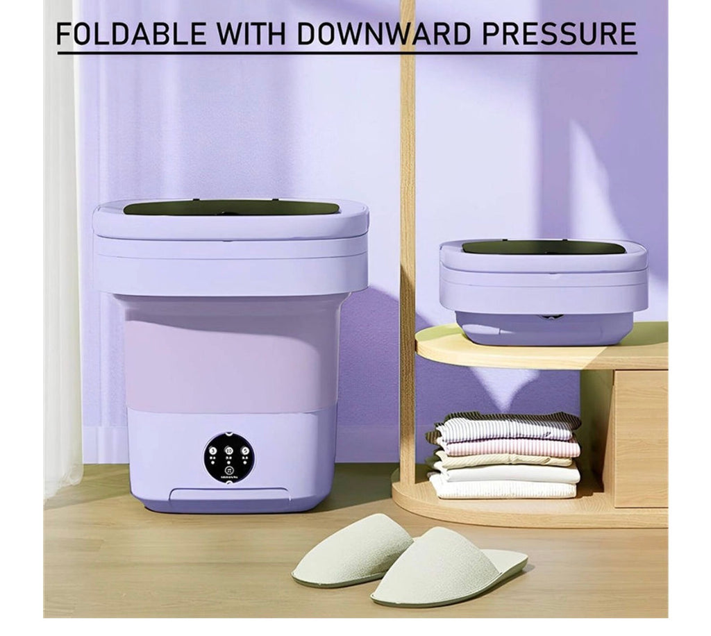 8L foldable portable mini washing machine shown expanded and folded
