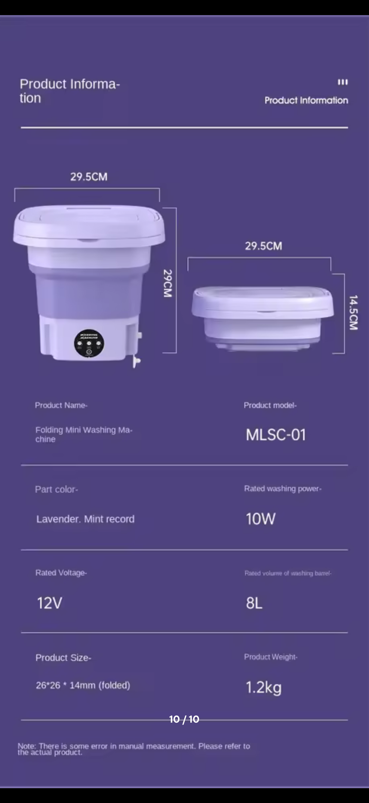 8L mini washing machine specifications
