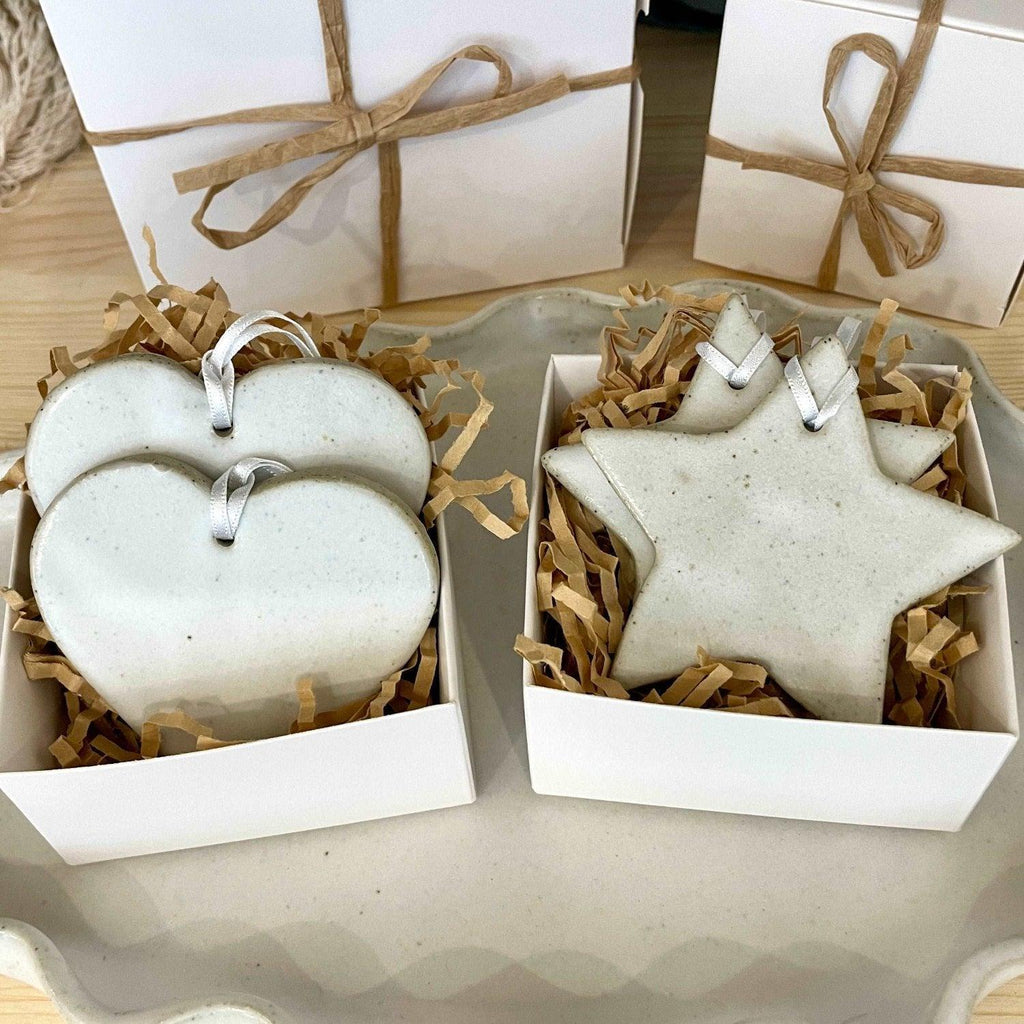 Handcrafted Ceramic Heart or Star Decoration