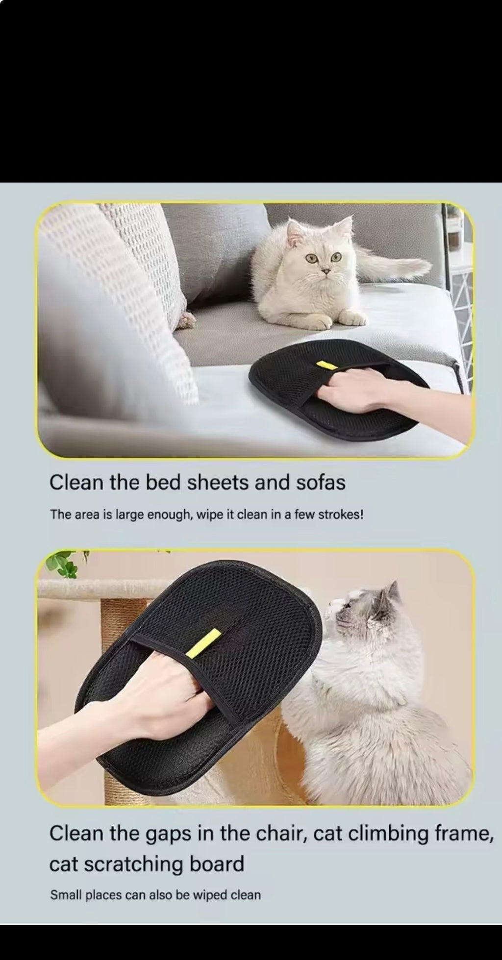 Pet hair remover mitt for sofas and pet furniture
