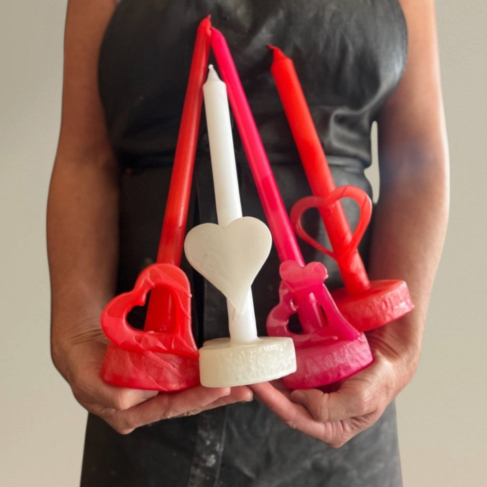 Heart-Base Taper Candle – Romantic Gift