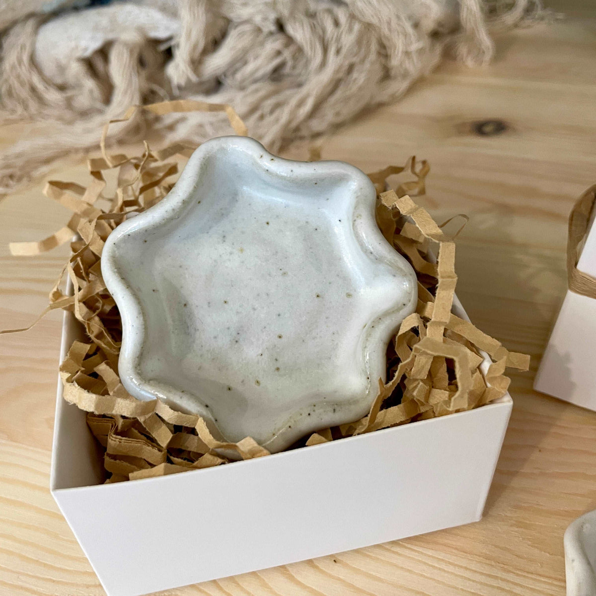 Handcrafted White Ceramic Ring Dish — product image 4