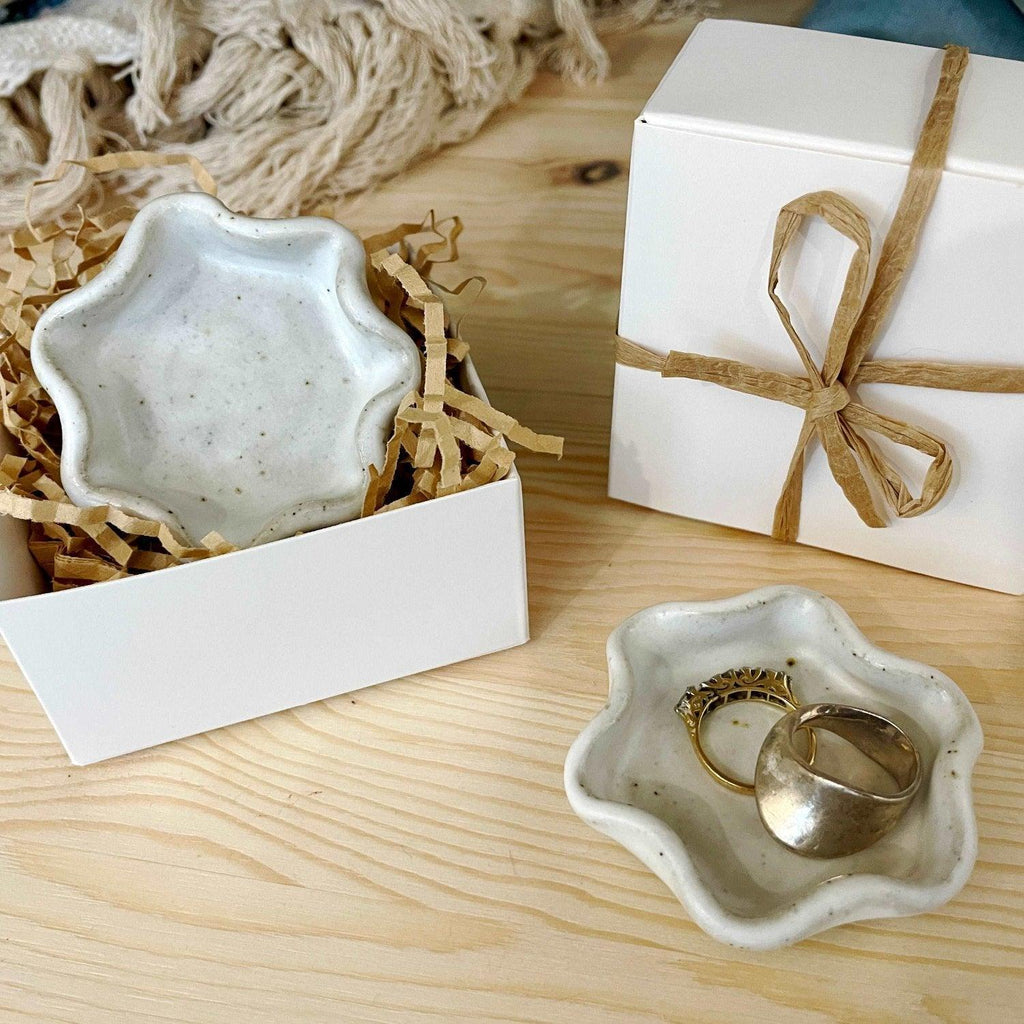 Handcrafted White Ceramic Ring Dish — product image 3
