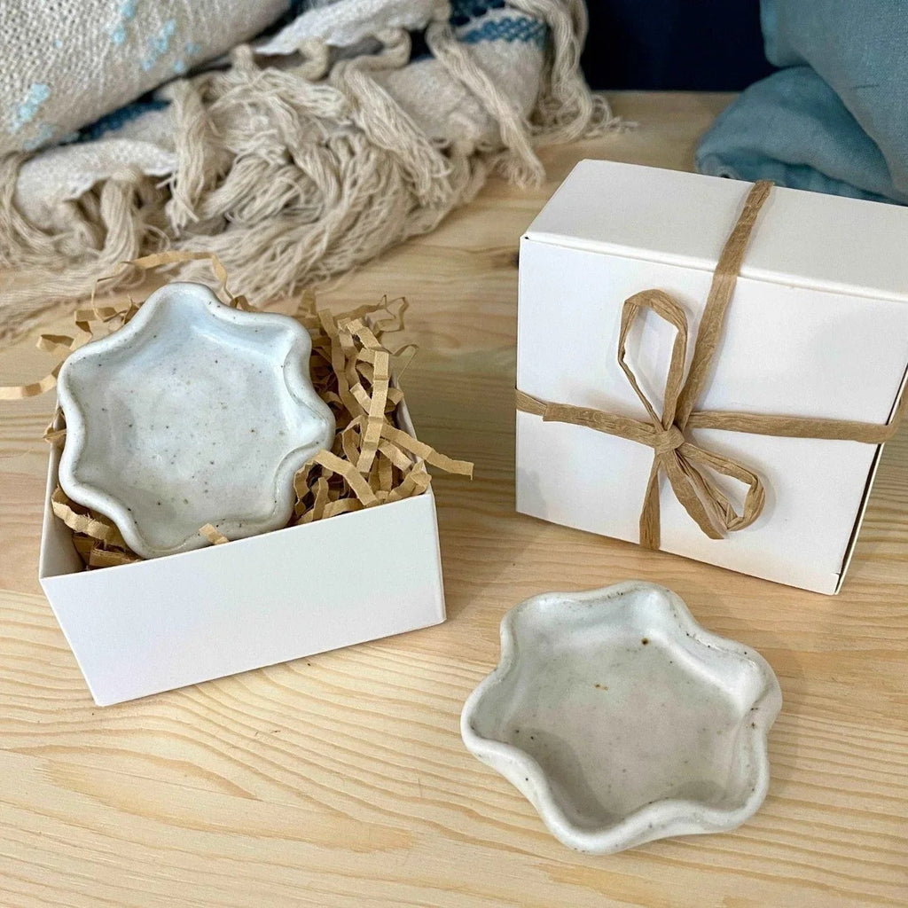 Handcrafted White Ceramic Ring Dish