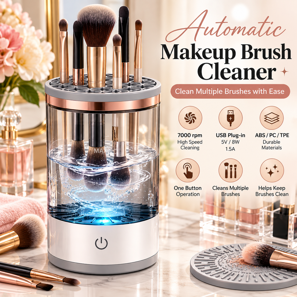Automatic electric makeup brush cleaner