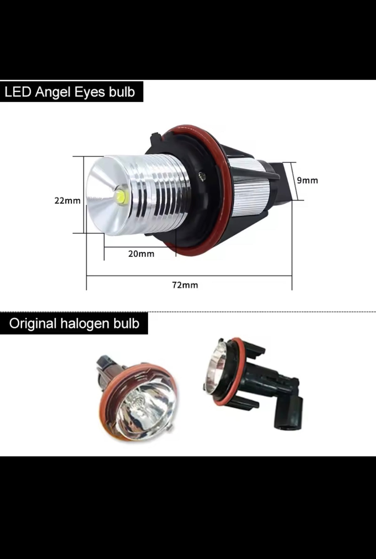 BMW LED Angel Eyes dimensions