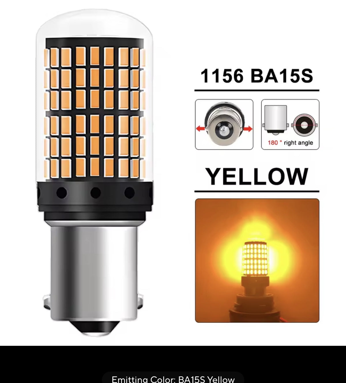 1156 BA15S Yellow LED bulb