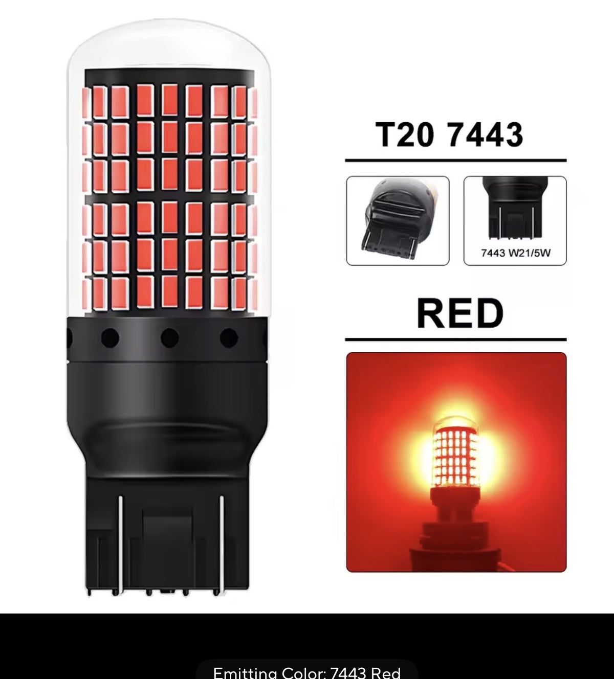 T20 7443 Red LED bulb