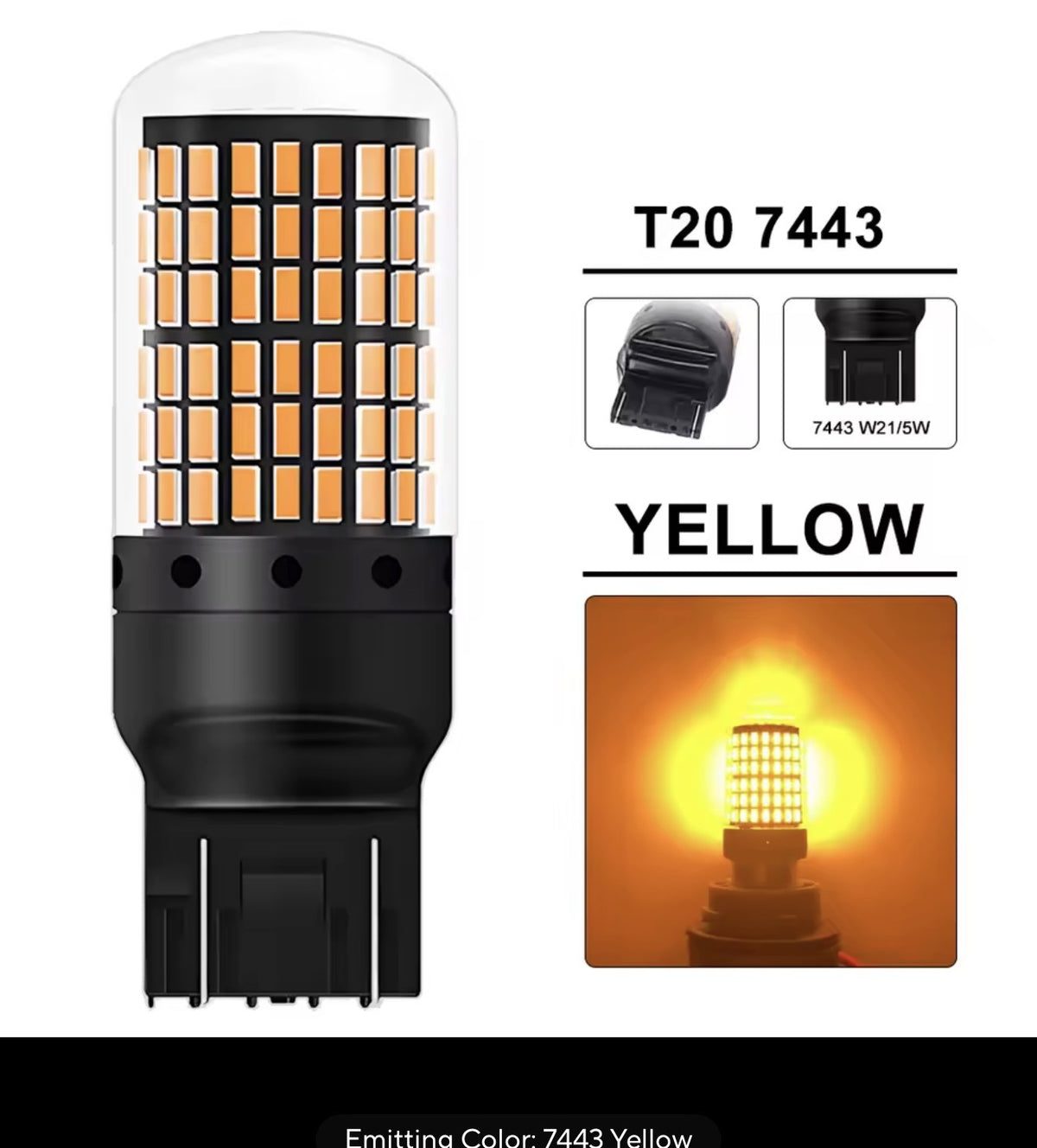 T20 7443 Yellow LED bulb