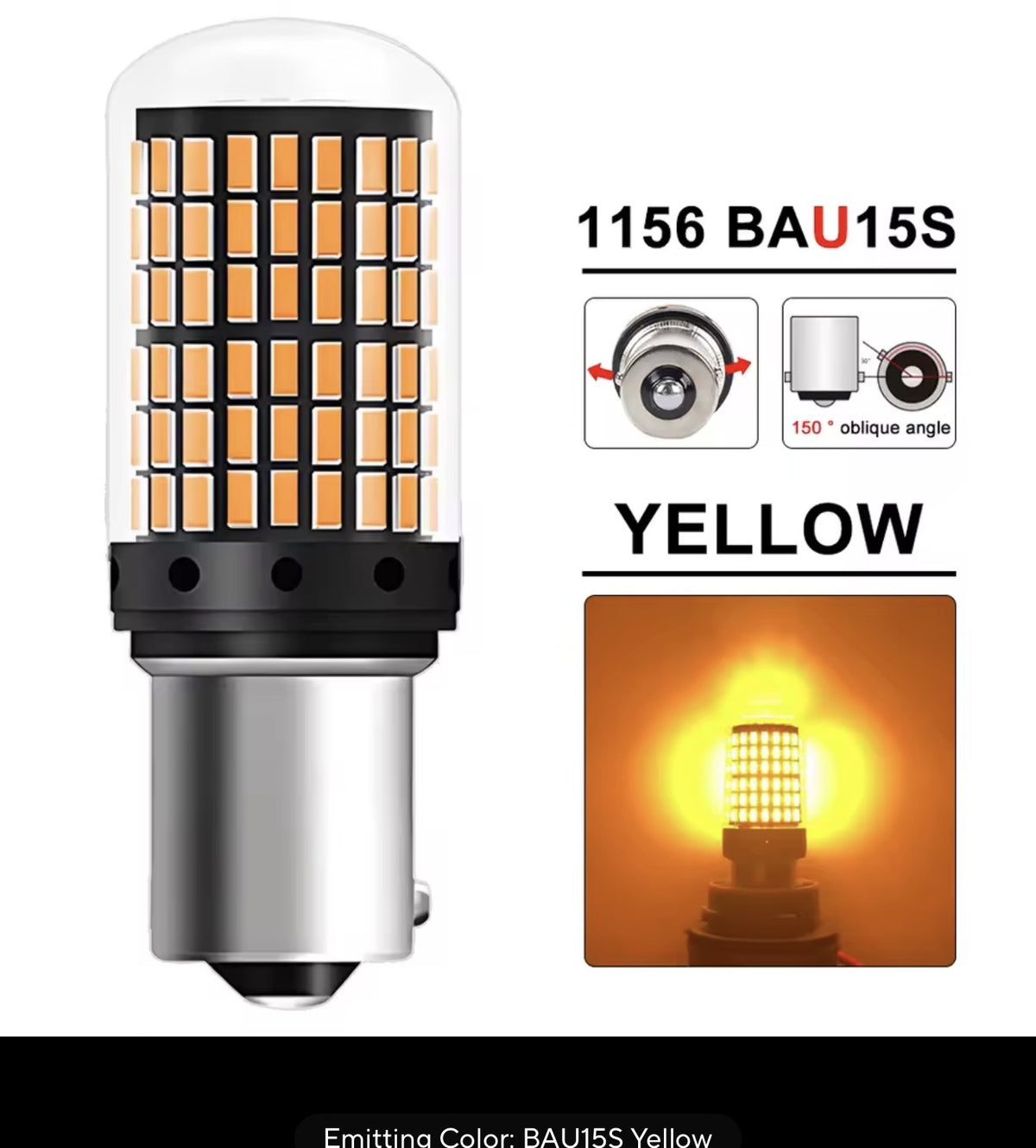 1156 BAU15S Yellow LED bulb