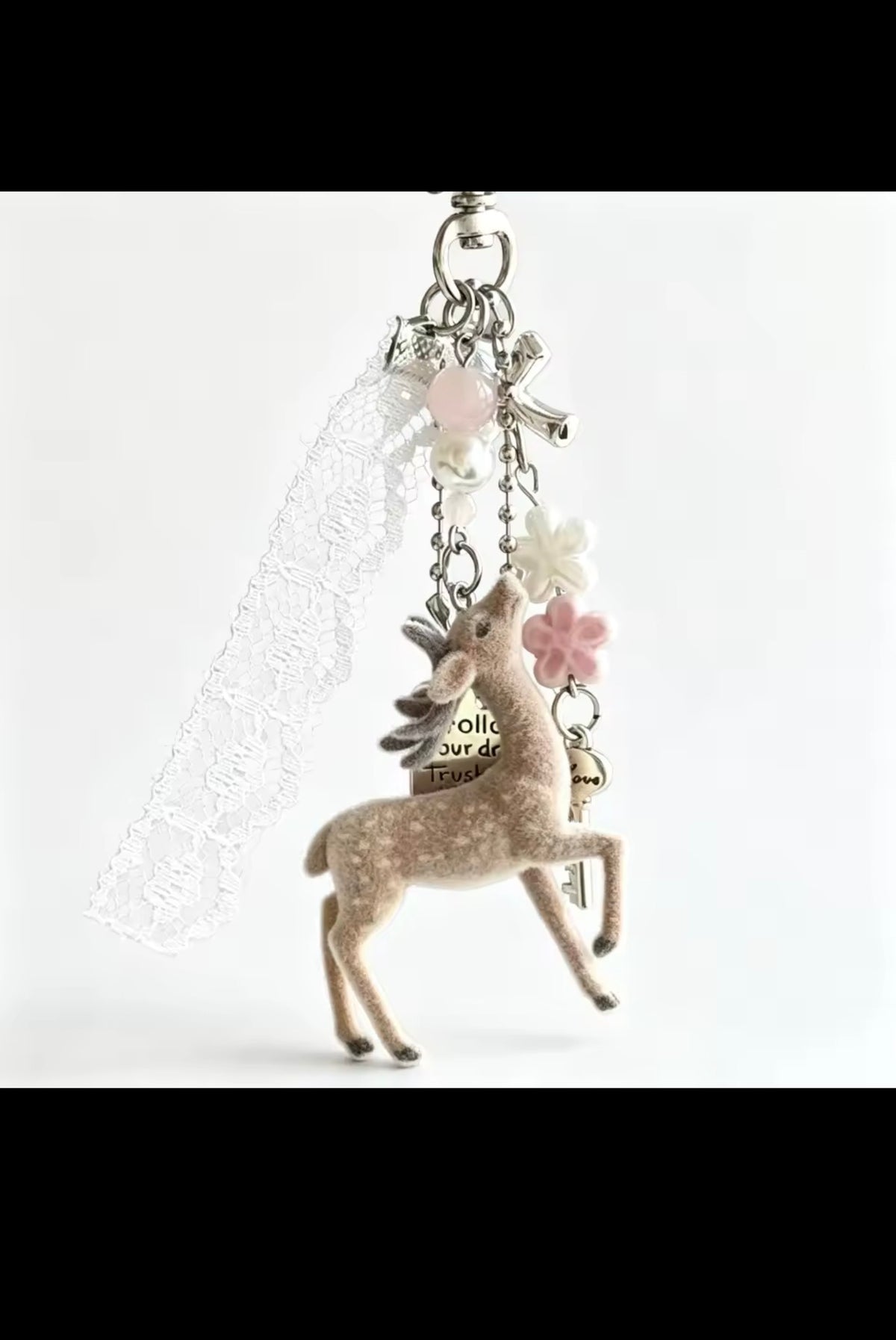 Deer lace charm keychain product detail