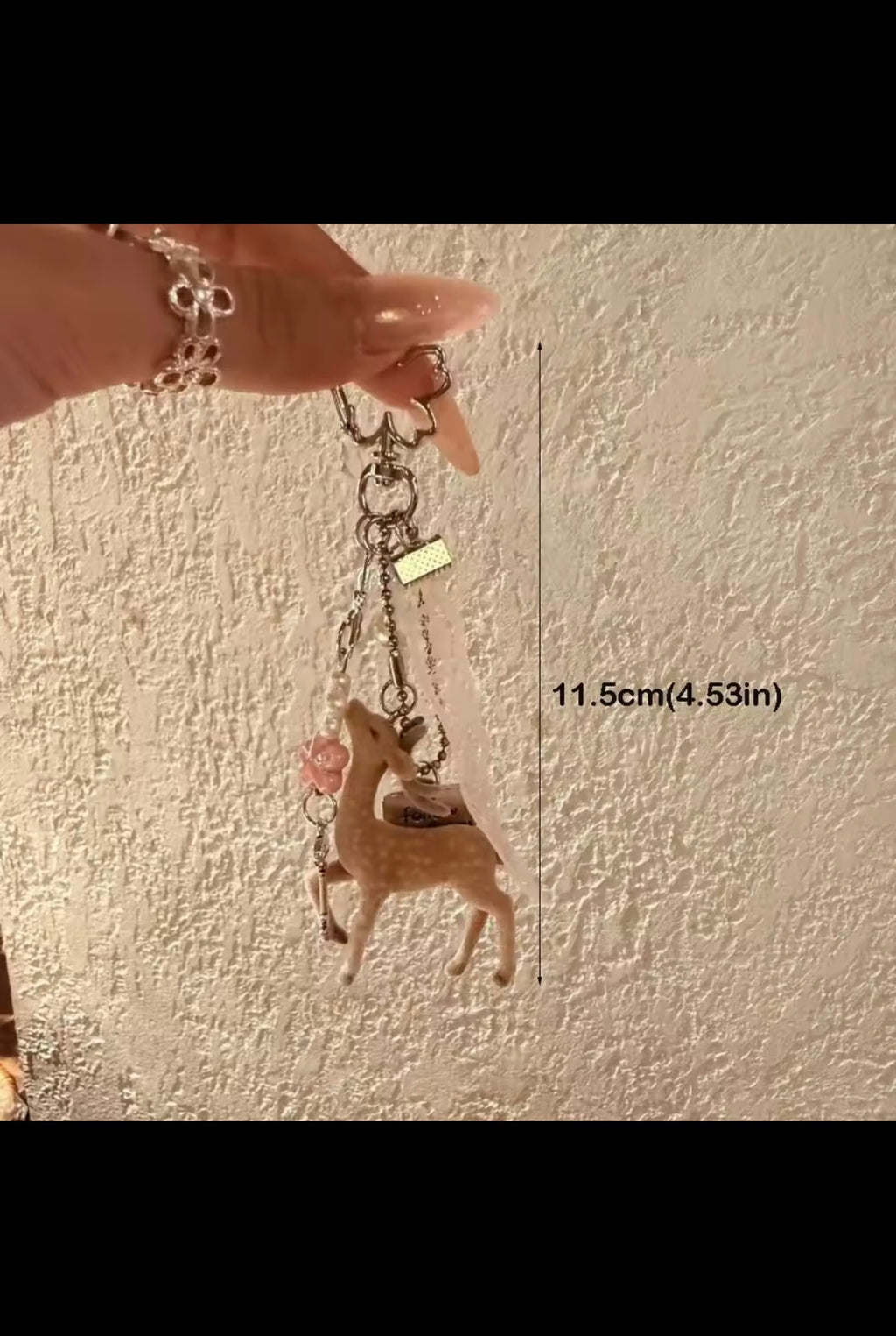 Deer keychain approximately 11.5 cm long