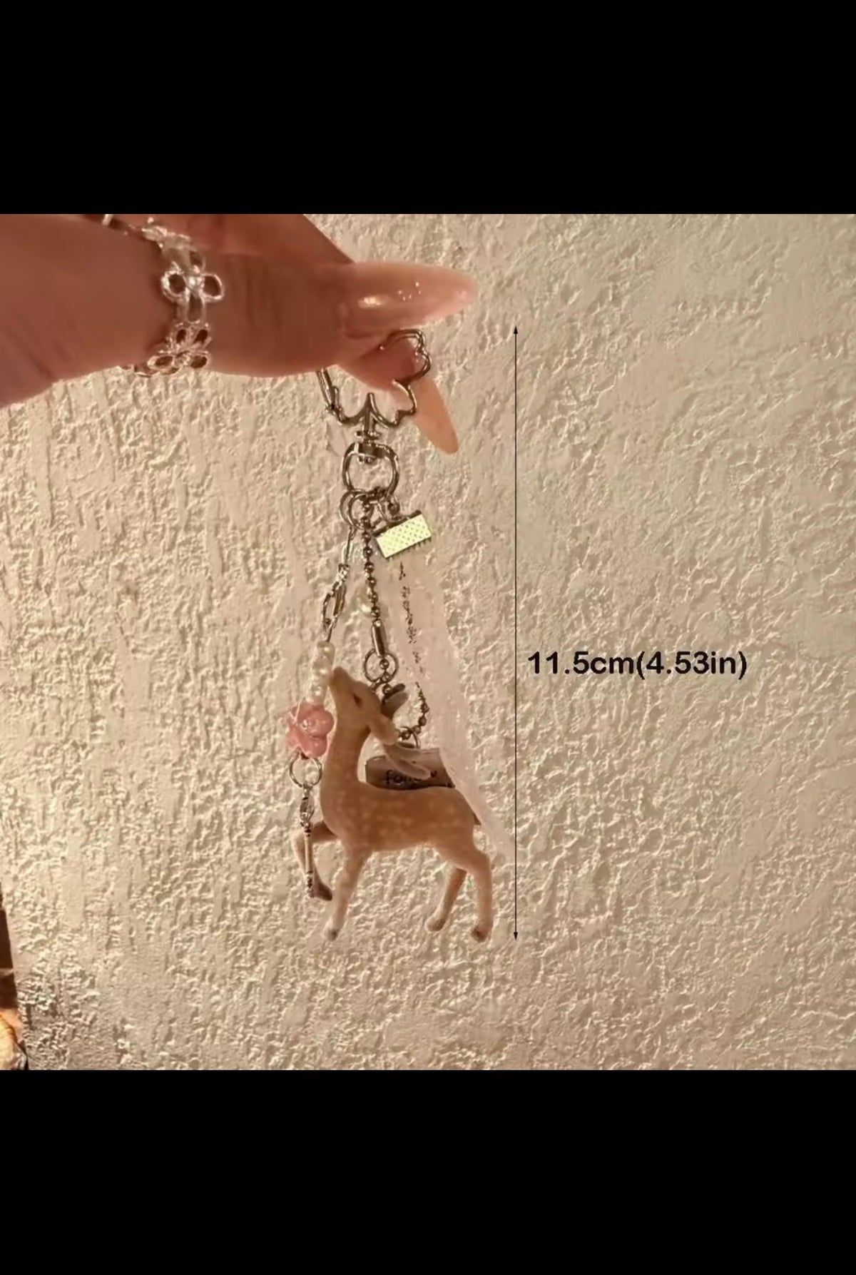 Deer keychain approximately 11.5 cm long