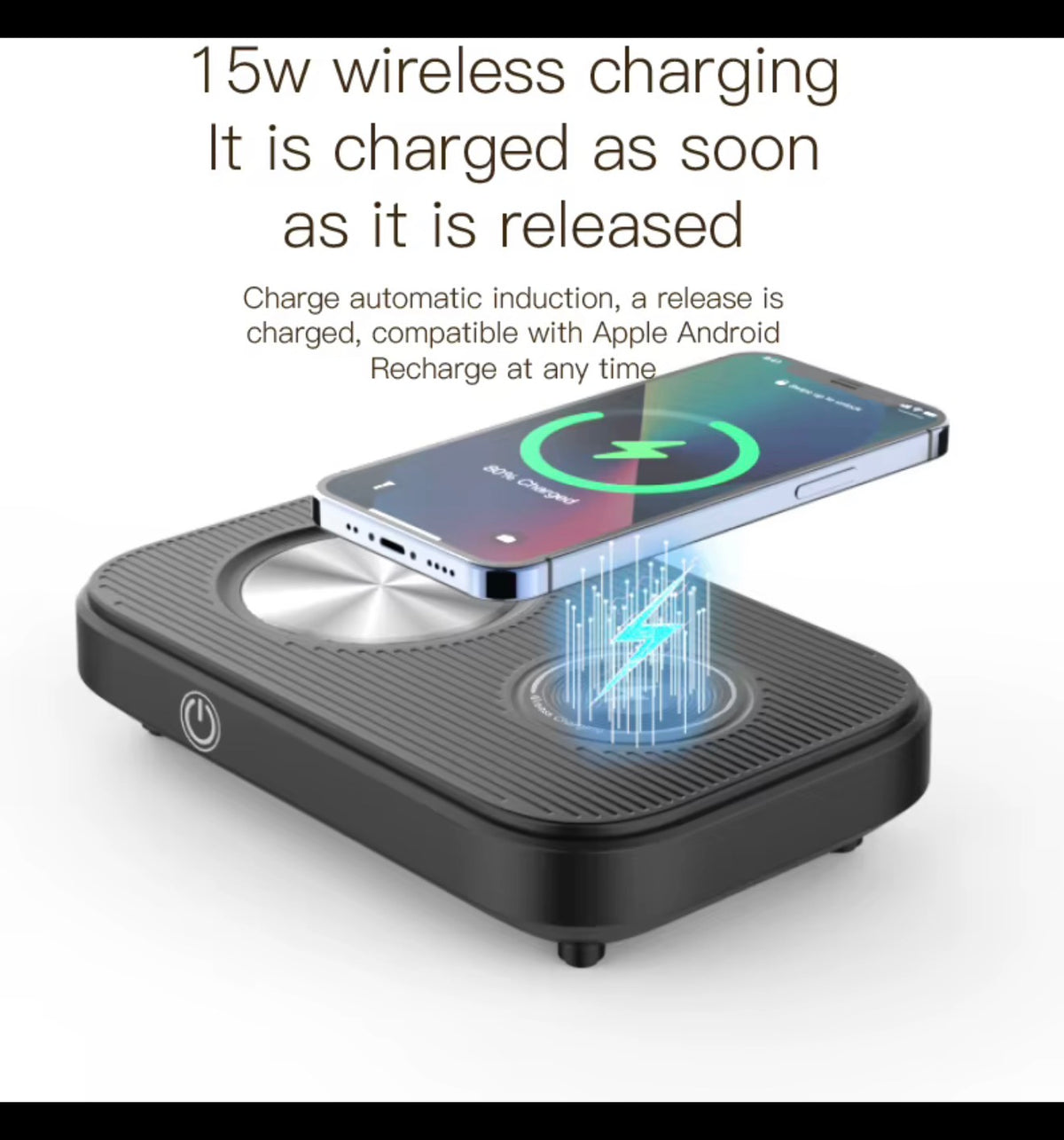 15W wireless charging base for smart mug and compatible phone