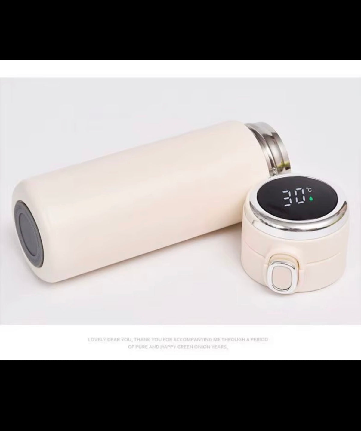 Smart temperature display stainless steel bottle in white