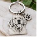 Personalised stainless-steel pet portrait keychain