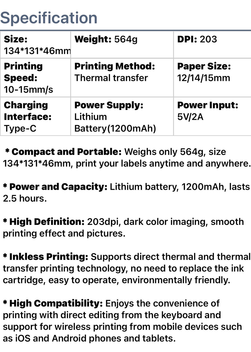 Phomemo P15 smart app and label printing features