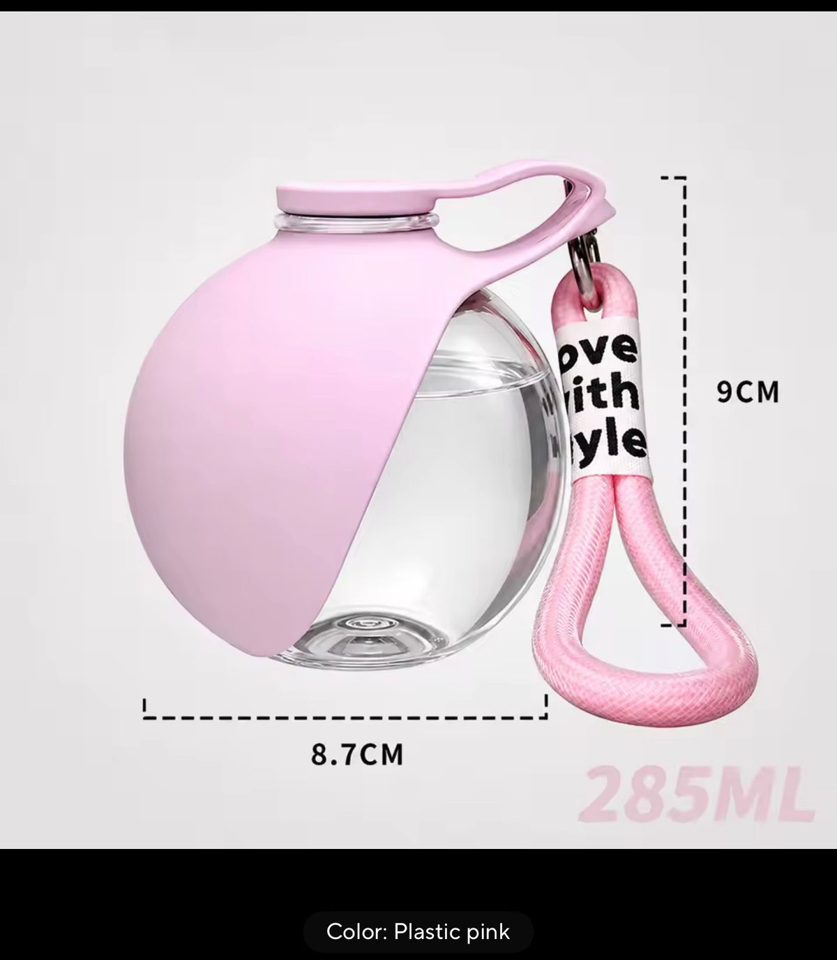 285ml portable dog water bottle with foldable drinking bowl