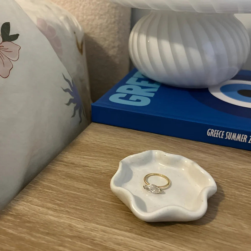Handcrafted White Ceramic Ring Dish — product image 2