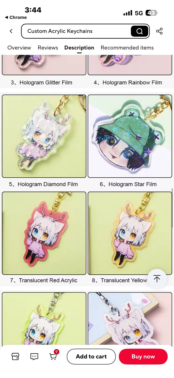 Finish guide: Hologram Diamond, Hologram Star and translucent acrylic